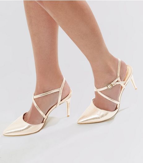 Gold Metallic Slingback Heels | New Look