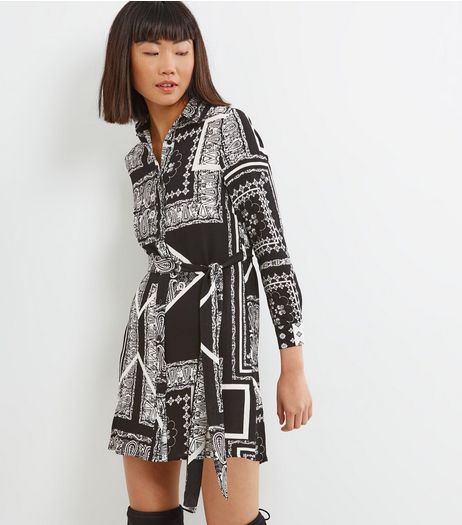 Petite Black Paisley Print Shirt Dress | New Look