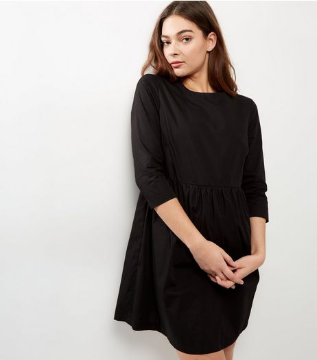 Black Cotton Smock Dress | New Look