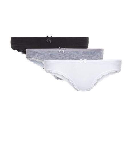 Maternity 3 Pack Grey Black And White Under Bump Briefs | New Look