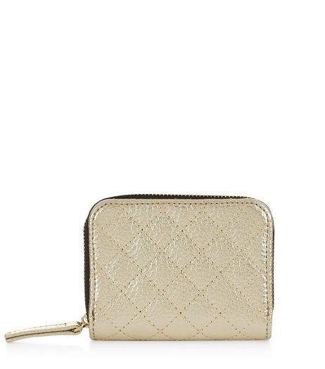 Gold Quilted Metallic Cardholder | New Look