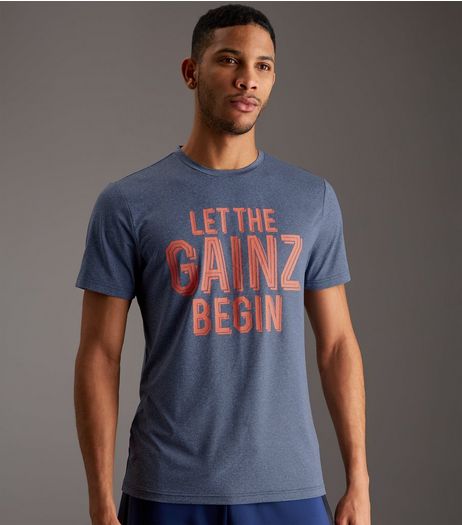Blue Let The Gainz Begin Slogan Sports T-Shirt | New Look
