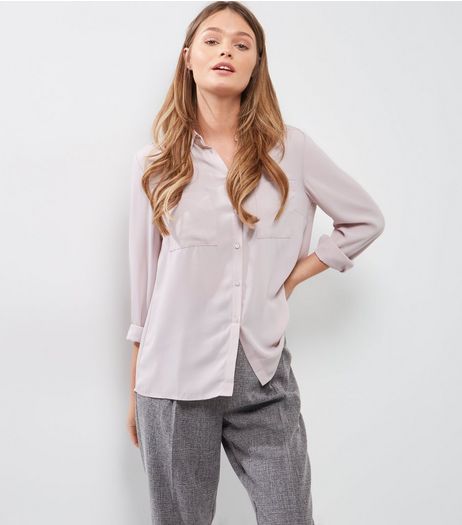 Lilac Split Back Double Pocket Front Shirt | New Look