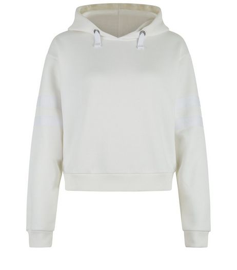 Teens Cream Stripe Sleeve Hoodie | New Look