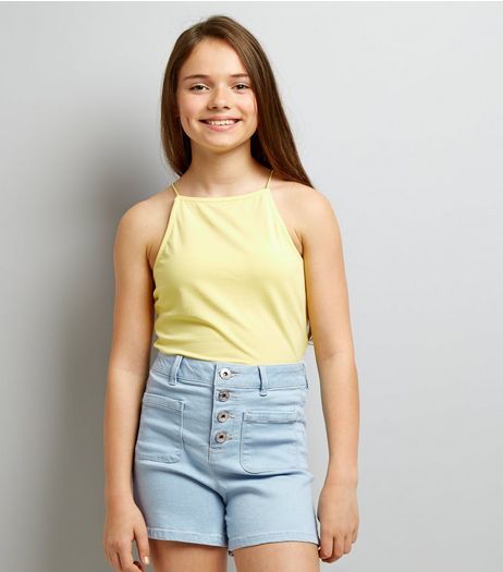 Teens Pale Blue High Waist Denim Shorts | New Look