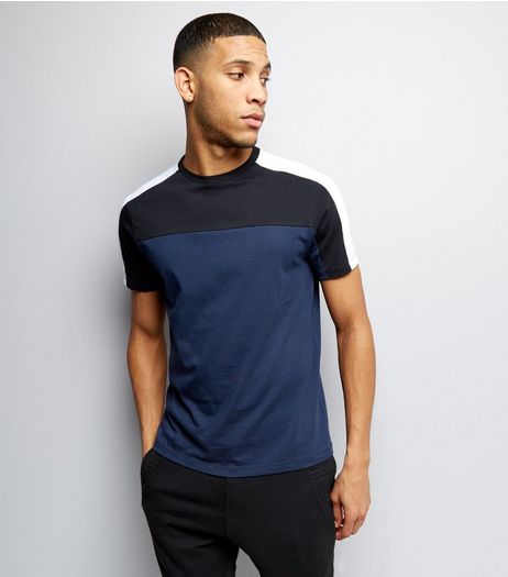 Navy Colour Block Short Sleeve T-Shirt | New Look