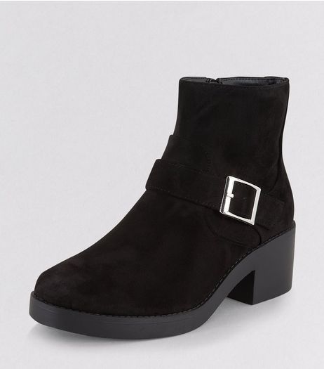 Teens Black Suedette Buckle Ankle Boots | New Look