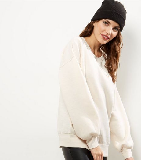 Cream Balloon Sleeve Sweater | New Look