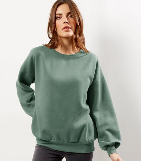 Light Green Balloon Sleeve Sweater | New Look