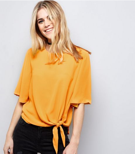 Yellow Tie Front Top | New Look