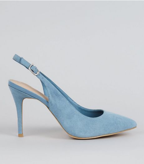 Blue Comfort Suedette Sling Back Pointed Heels | New Look