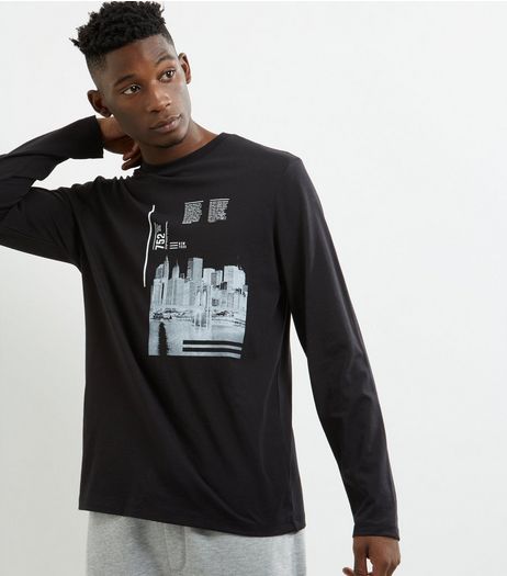 Black City Print Long Sleeve Sweater | New Look