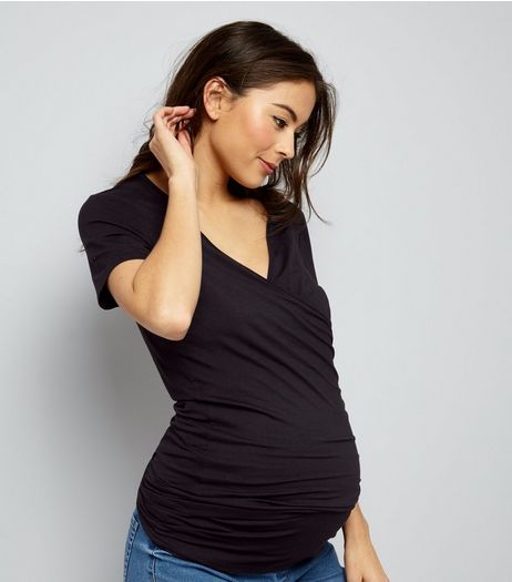 Maternity Black Multi Way Wrap Front Top | New Look