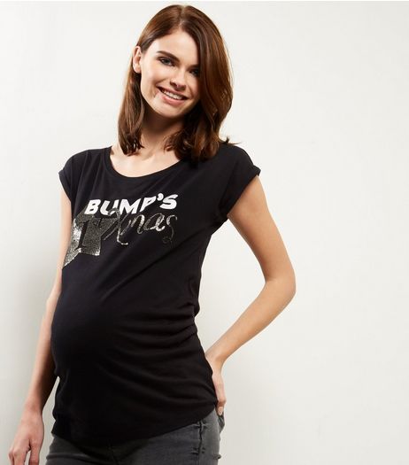 Black Bumps First Xmas Print Cotton T-Shirt | New Look