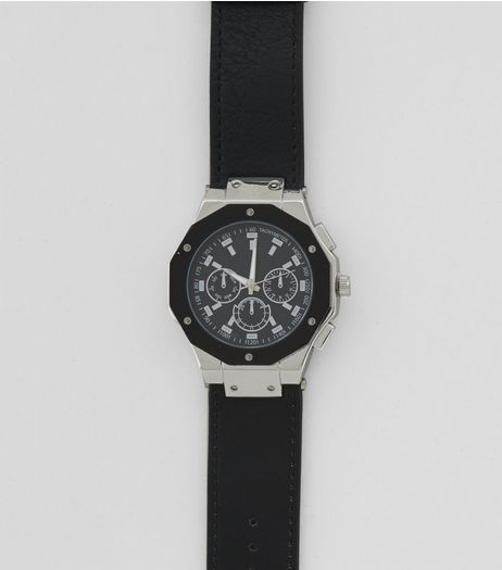 Black Dial Oversized Watch | New Look