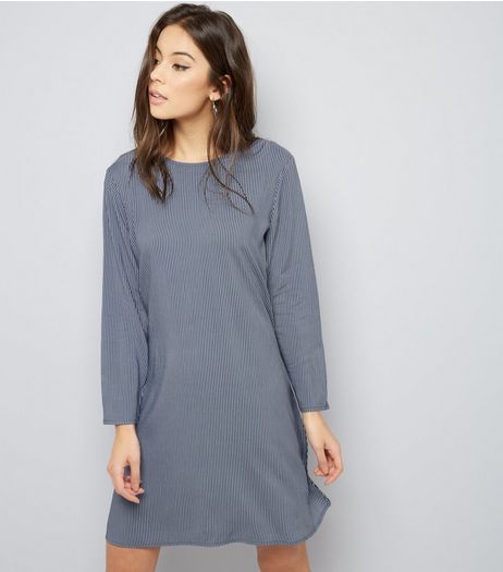 JDY Blue Stripe Long Sleeve Dress | New Look