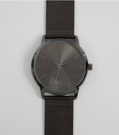 Black Mesh Strap Watch | New Look