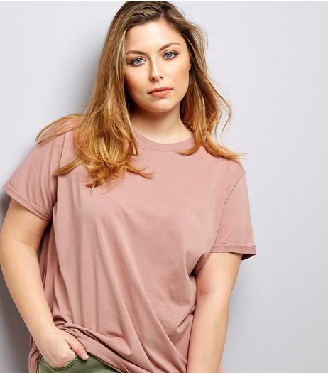 Curves Pink Boyfriend T-Shirt | New Look