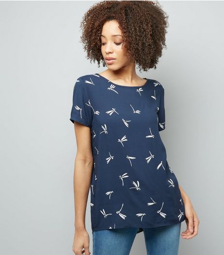 JDY Blue Dragonfly Print Top | New Look