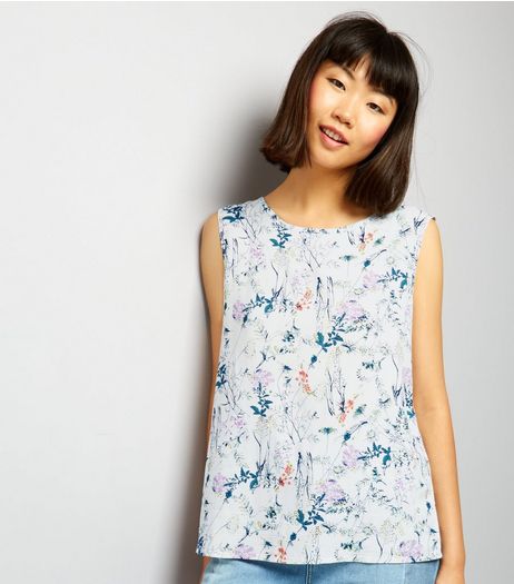 JDY White Floral Print Sleeveless Top | New Look