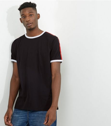 Black Contrast Stripe T-shirt | New Look