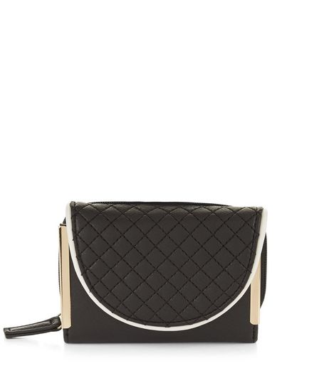 Black Quilted Zip Detail Purse | New Look