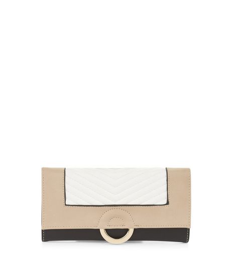Black Colour Block Half Ring Purse | New Look