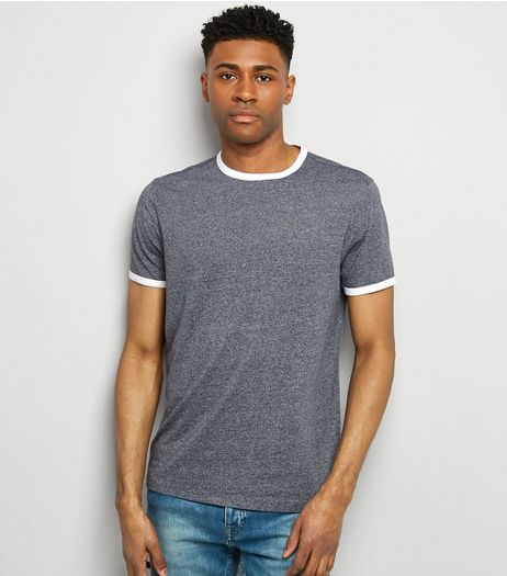 Blue Marl Ringer T-Shirt | New Look