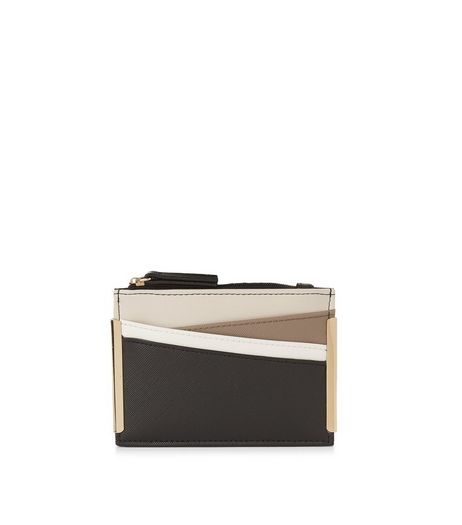 Black Colour Block Panel Cardholder | New Look