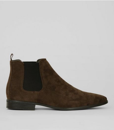 Brown Suedette Pointed Chelsea Boots | New Look