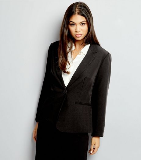 Tall Black Button Front Suit Jacket | New Look