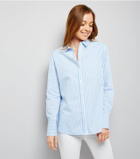 Blue Wide Cuff Stripe Shirt | New Look