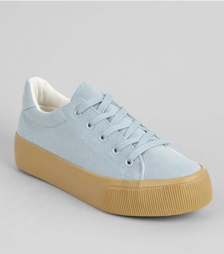 Pale Blue Platform Rubber Sole Trainers | New Look