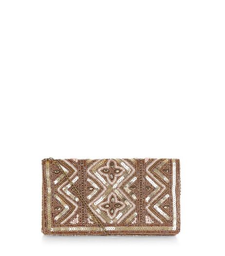 Gold Embellished Envelope Clutch | New Look