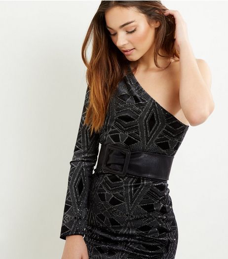 Black Wide Leather-Look Waist Belt | New Look