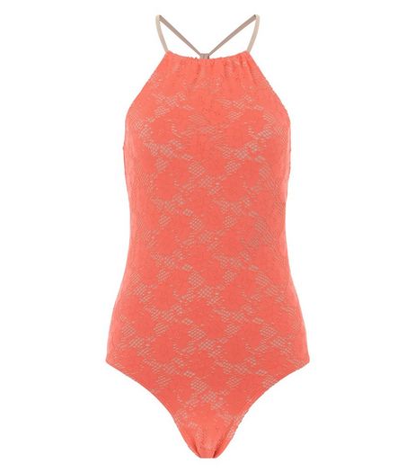 Teens Coral Crochet Swimsuit | New Look