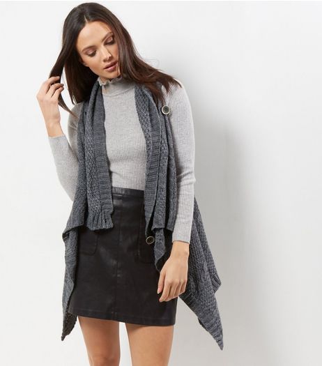 Mela Dark Grey Button Front Gilet | New Look
