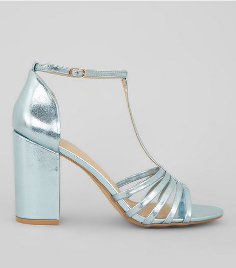 Blue Metallic Multi Strap Heeled Sandals | New Look