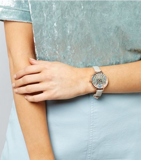 Grey Paisley Print Face Watch | New Look