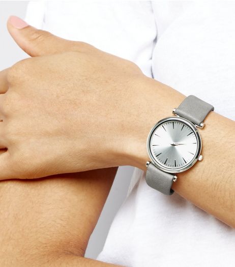 Grey Suedette Strap Watch | New Look