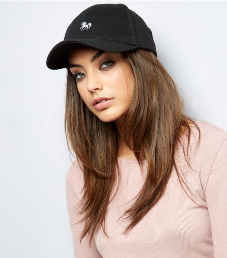 Black Unicorn Embroidered Cap | New Look