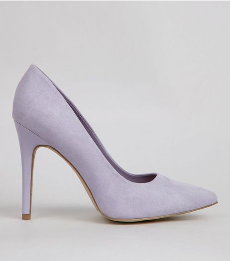 Wide Fit Lilac Suedette Pointed Court Shoes | New Look