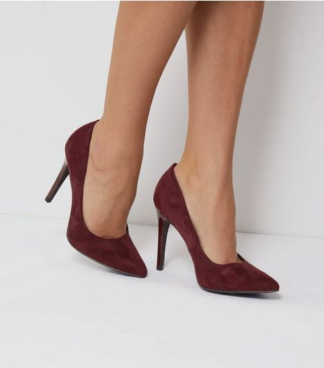 Wide Fit Purple Suedette Pointed Court Shoes | New Look