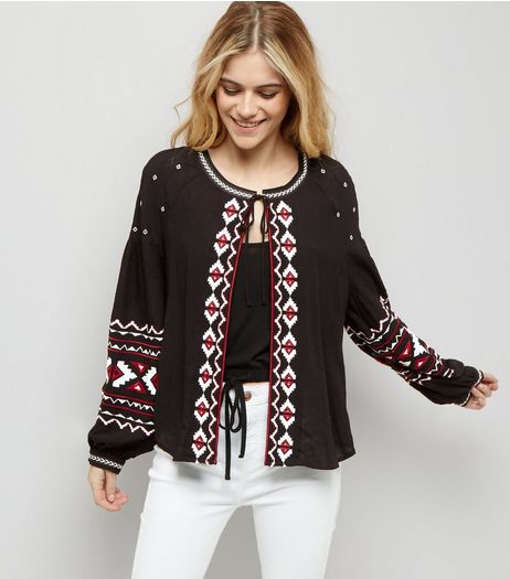 Black Embroidered Cardigan | New Look