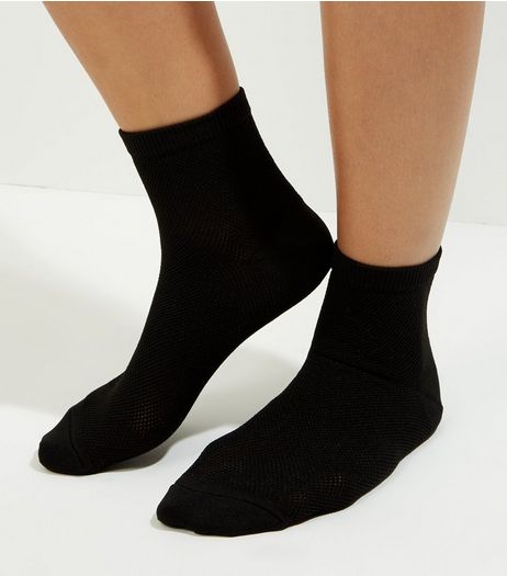 Black Mesh Ankle Socks | New Look
