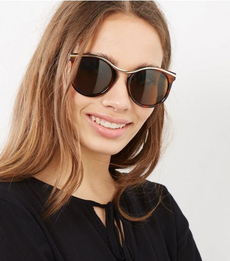 Brown Tortoiseshell Gold Trim Sunglasses | New Look