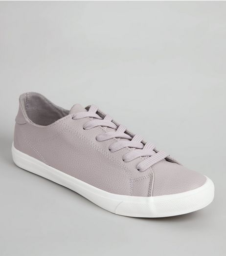 Lilac Lace Up Contrast Sole Trainers | New Look