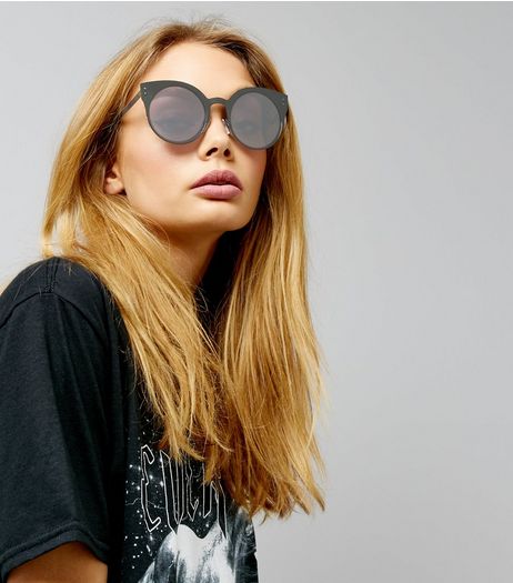 Black Matte Round Sunglasses | New Look