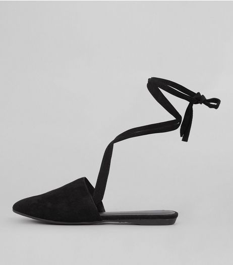 Teens Black Suedette Tie Back Mules | New Look