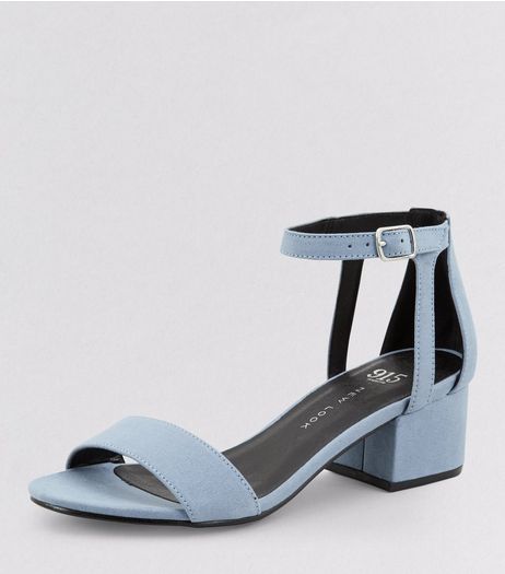 Teens Pale Blue Suedette Ankle Strap Block Heels | New Look